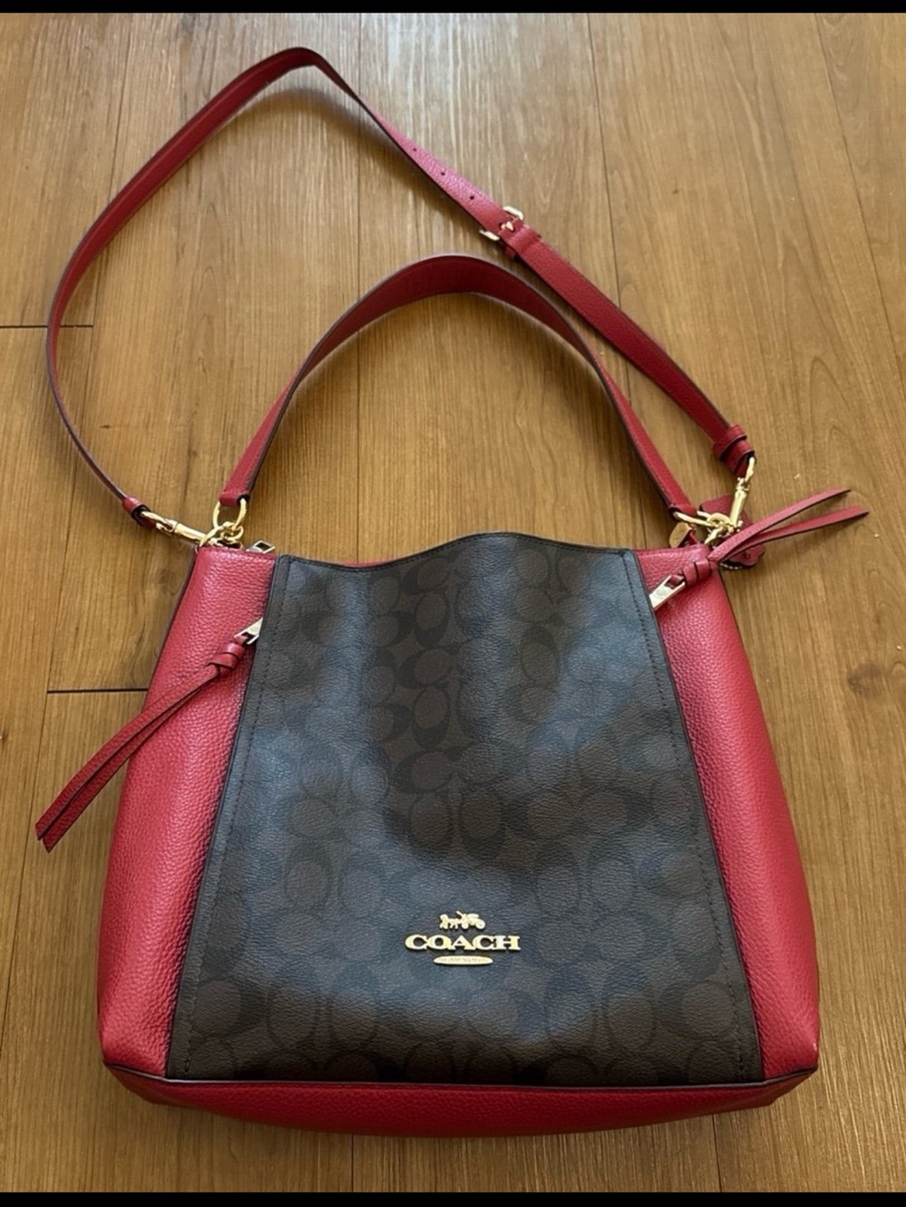 Coach Signature Leather Red Handbag